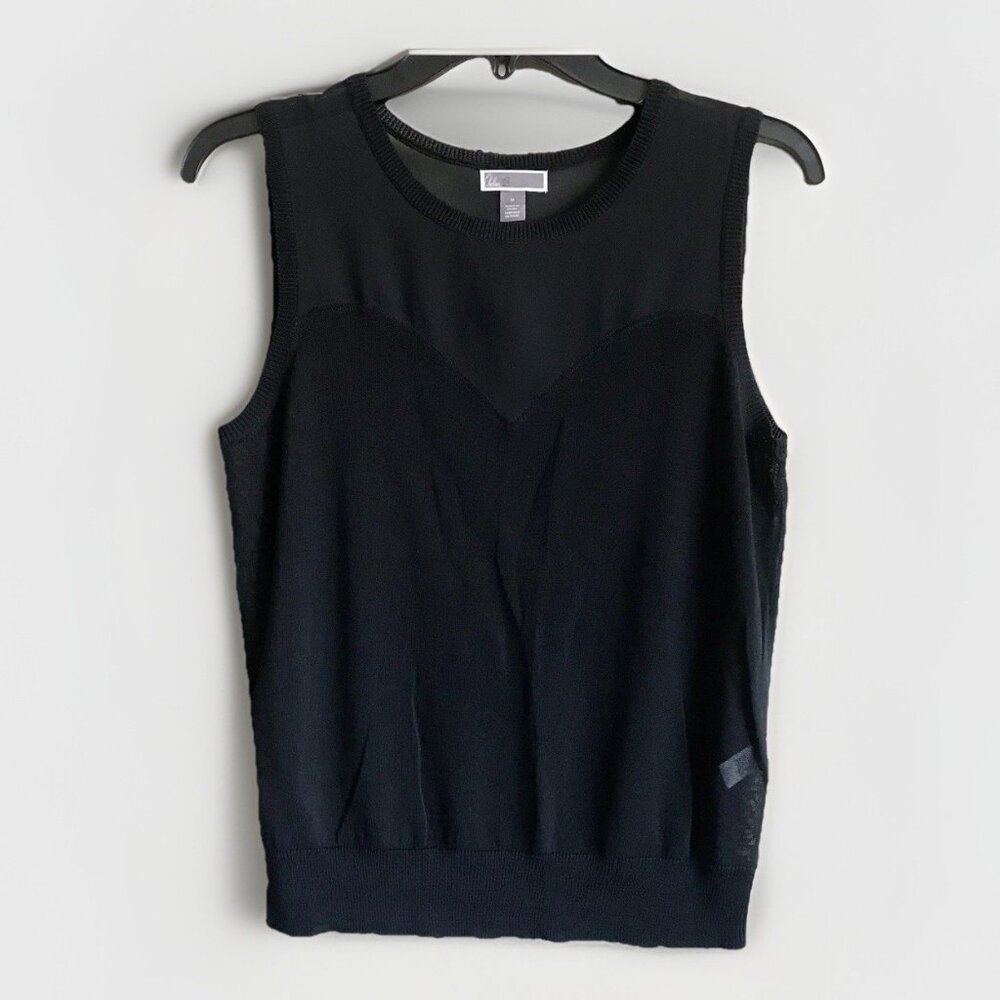 Chelsea 28 Womens Black Sleeveless Sheer Top Sweetheart Top Medium
